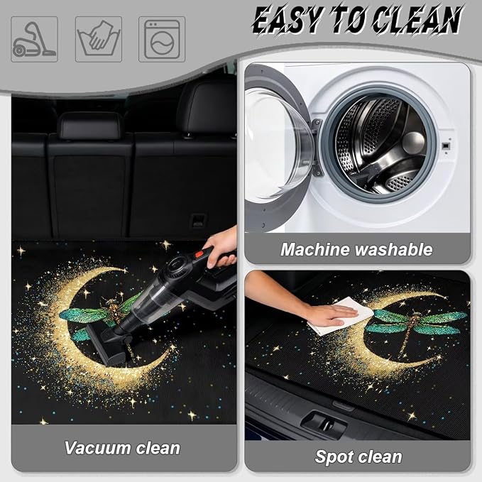 Moon Dragonfly Cargo Liners for SUV Truck Van – Non Slip Rear Trunk Mat & Dustproof Cargo Cover for Dogs & Pets – East Clean Install