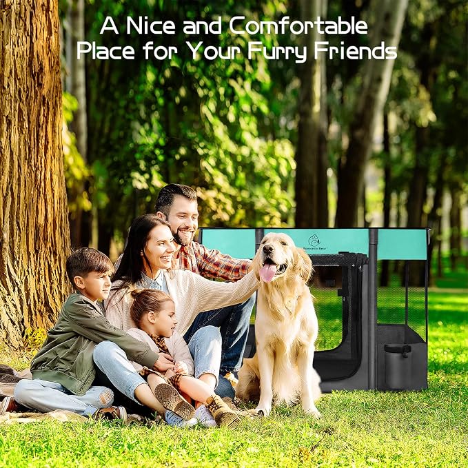 ROMANTIC BEAR Dog Playpen,Foldable Pet Puppy Cat Playpen,S(28"x22"x18") | Dog Crate with Upgrade Breathable Mesh and Durable 600D Oxford Cloth,Sturdy Dog Cage Indoor & Outdoor for Small Animals,Green