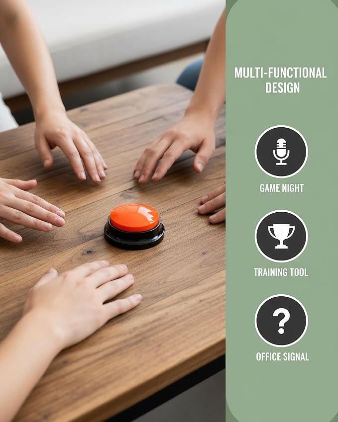 Dog Talk Buttons Voice Recording Button for Communication and Pet Training 30-Second Record & Playback Talking Button for Study, Office, Family, and Kids (Orange, one)
