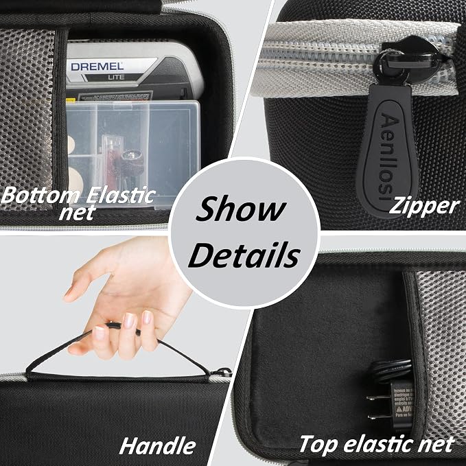 Aenllosi Hard Case for Dremel Lite 7760 N/10 4V Li-Ion Cordless Rotary Tool | Water-resistant design, Dust-resistant design, Impact-resistant design, Case only