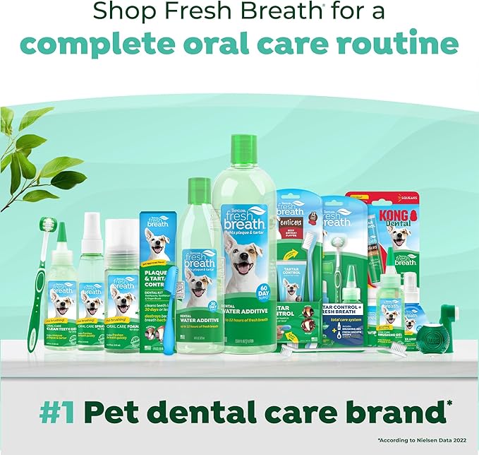 TropiClean Fresh Breath Water Additive for Dogs | Dog Breath Freshener & Teeth Cleaning Solution | No Toothpaste or Toothbrush Required | 8 oz