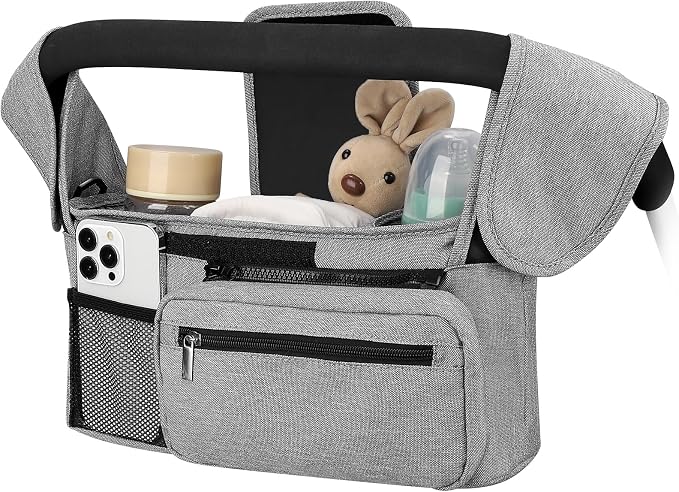 Accmor Universal Stroller Organizer with Insulated Cup Holder Detachable Phone Bag and Shoulder Strap,Stroller Bag Caddy Organizer for Uppababy, Baby Jogger, Britax Strollers