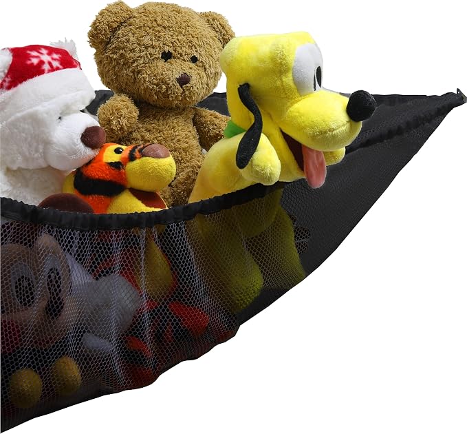Simple Houseware 2 Pack Stuffed Animal Toy Hammock Net, Black | Jumbo Size Corner Wall Storage for Kids Room