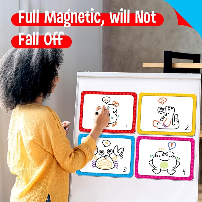 5 PCS Large Magnetic Labels, 5 Colors Reusable Dry Erase Blank Magnets Write & Wipe Organization Chart for Whiteboard, Locker, Fridge, School Office Home Classroom Use (11" x 7.9")