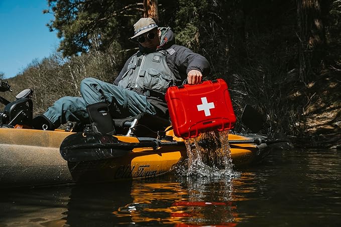 NANUK 905 Waterproof First Aid Case Empty – Durable, Medical First Aid Organizer Case, IP67-Rated, Dustproof, Impact-Resistant, and Floats (9.4" x 7.4" x 5.5") – Red