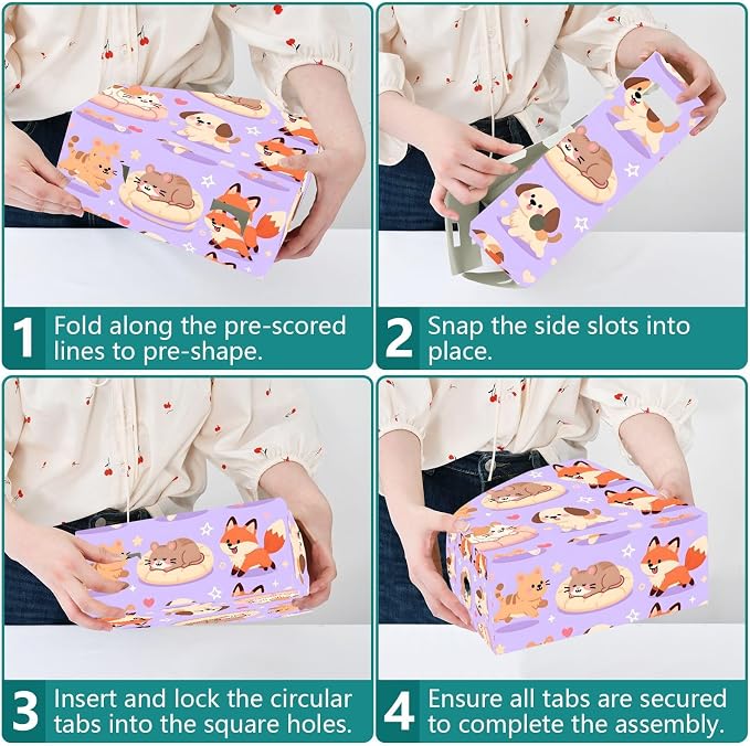 Magazine Holder, Kawaii Pet Pattern Magazine File Holder with Label, 6 Pack Decorative Foldable Magazine Desk Organizer for Office Home Organization Storage
