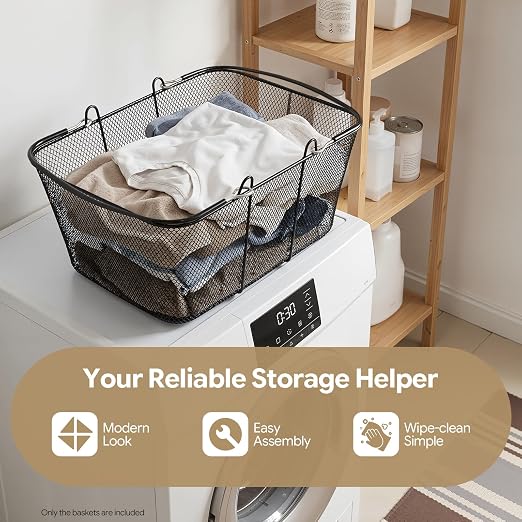 12PCS Shopping Baskets with Handles, 15.7x12x7inch Metal Storage Bins Grocery Baskets, Portable Shop Basket Used for Supermarket, Retail, Bookstore (Black Metal)