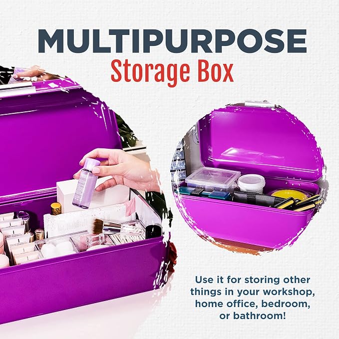 Culinary Couture Extra Large Purple Bread Box for Kitchen Countertop - Holds 2 Bread Loaves! - 16.5" x 9" x 6.5" - Stainless Steel Vintage Bread Boxes for Kitchen Counters - Bonus Recipe Ebook