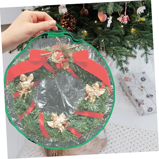 1pc Storage Bag for Wreaths Clear Window Design Container for Holiday Decorations for Christmas Party Supplies Storage