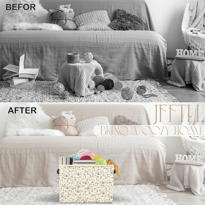 Cat Storage Bins with Handles, Cat Lover Gifts, Cute Paw Print Kitten Collapsible Laundry Basket Storage Box for Home Bedroom Bathroom Clothes Toys Books