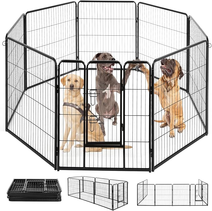 BestPet | Dog Playpen | 40", 8 Panels | Heavy Duty Metal Pet Exercise Pen | Indoor/Outdoor Fence Panels | Rust-Resistant, Removable, Tool-Free Setup | Anti-Skid, Expandable Design