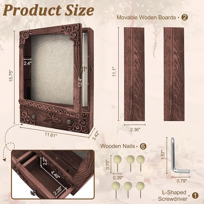 11x16 Wedding Memorial Shadow Box Frame with Shelves, Brown