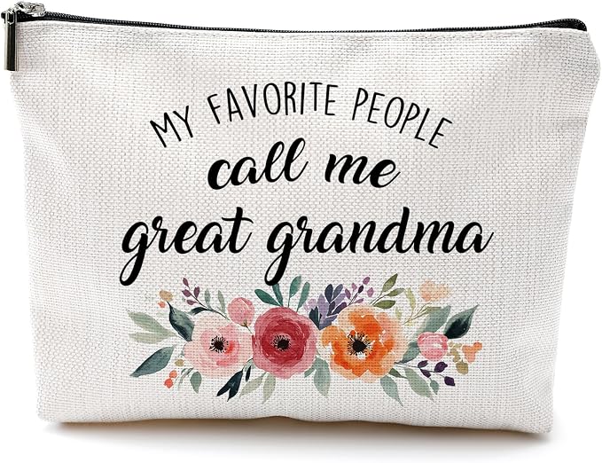 DILSJ Great Grandma Gifts Makeup Bag, Great Grandma GG Gifts For Christmas Cosmetic Bags For Women, My Favorite People Call Me Great-Grandma Zipper Makeup Pouch Travel Organizer Toiletry Bag