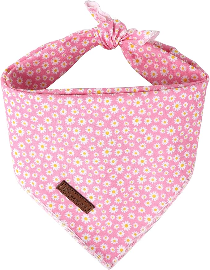 Summer Dog Bandana, Hawaii Bandana for Medium Large Dog, Cute Pink Puppy Bandana, Cotton Adorable Pet Triangle Bid Scarf Kerchief for Girl Boy Dogs