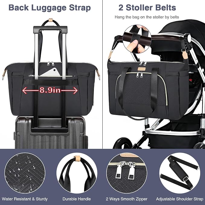 Diaper Bag Tote for Baby 7PCS, Large Mommy Bag with Portable Changing Pad | Multifunctional Hospital Bags for Labor and Delivery with Pacifier Case and Organizer Pouches,Travel Baby Bag for Boy Girl