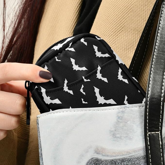 Halloween Bats Pill Case Portable Weekly Pill Box Bag Container 7 Days Pill Organizer Vitamin Supplement Holder with Zipper for Travel Family Business