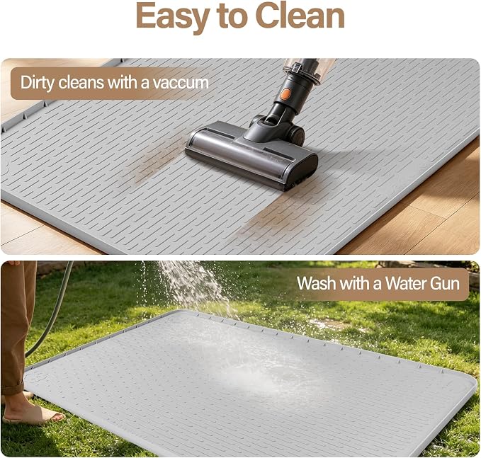 Silicone Cat Bed Mat 40"x40" Pet Crate Mat for Cat Cage, Light Grey | Extra Large Cat Sleeping Mat, Non-slip, Washable, Waterproof Pet Bed Mat with Raised Edge, Pet Playpen Mat to Protect Floors