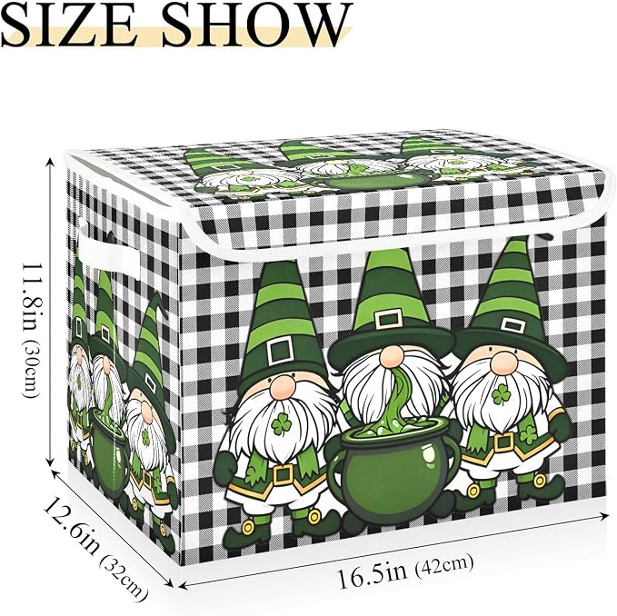 Saint Patrick Fabric Storage Bins with Lid Closet Storage Basket 40L | Foldable & Stackable, Flip Top Dust Guard, Reinforced Handles, Home & Bedroom, Clothes & Toys, Saint Patrick Basket