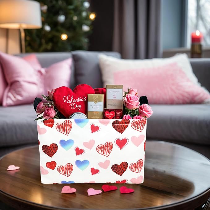 Valentine's Day Basket Gift for Empty Cute Heart Large Storage Bin for Kid and Baby Room Décor (Beauty Love)