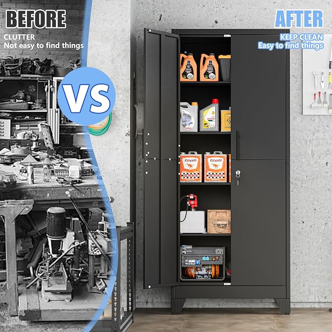 70.86" Metal Storage Cabinet for Garage, Tool Cabinet, Utility Cabinet