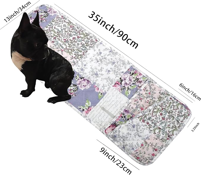 Brilliant Sunshine Blue & Pink Rose Toile Couch Armrest Cover, 35"×13" | Washable Magazine Holder, Armrest Organizer & Caddy on Sofa, Recliner, Armchair, Storage for Remote Controls, Phone, iPad