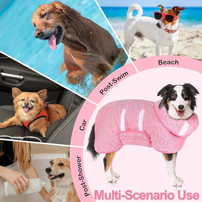 Dog Bathrobe Super Absorbent Dog Towels Large Quick Drying Robes for After Bath Soft Adjustable Warm Keeping Dogs Towel(S-XXL)