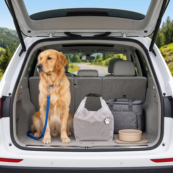 Dog Food Travel Bag 2Pack,Pet Travel Food Storage Container, Leakproof, Pet Safe,Foldable, for Maximum Freshness, for RV Road Trips, Camping, Longterm Dog Boarding Gear Accessories/white