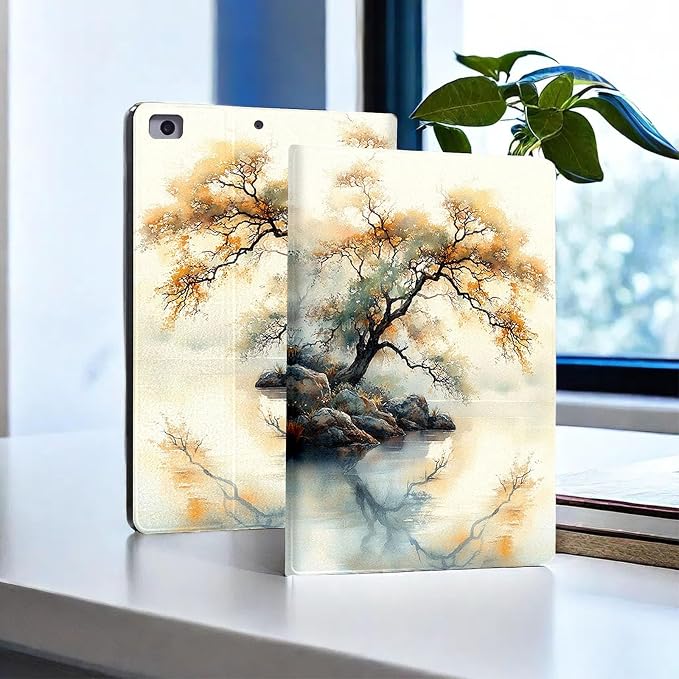 for Microsoft Surface Go 4/3/2/1-10.5" 2021 Tablet Case,Auto Wake/Sleep,Adjustable Stand Protective Cover - Watercolor Tree