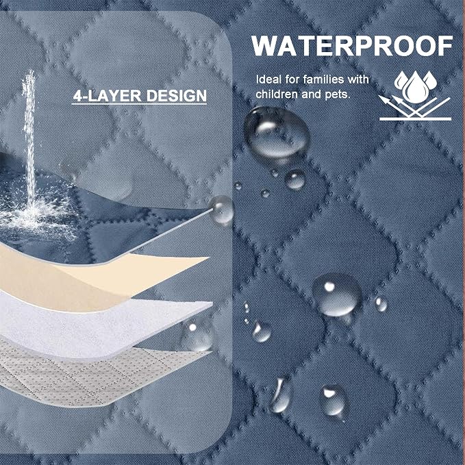 Large Polyester Armrest and Headrest Covers with 2 Pockets | Soft, smooth polyester resists daily wear nonslip silicone backing helps shield recliners and sofas from pet scratches