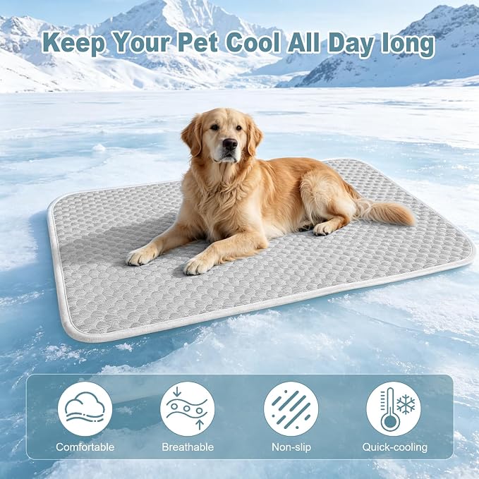 GOLOPET Dog Cooling Mat for Extra Large Dogs 35x50in | (Q-Max>0.5) Self-Cooling Dog Bed,Breathable Arc-Chill Cooling Fabric,Foldable, Easy to Clean