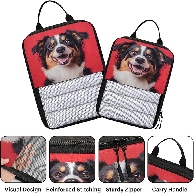 Dog Puppy 6 Set Compression Packing Cubes Cute Dogs Expandable Packing Organizer for Travel Accessories Luggage Suitcase Bag