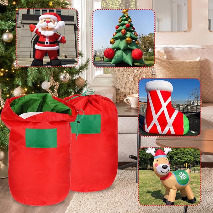 4Pack 21 x 12 Inch Christmas Inflatable Decorations Storage Bags Drawstring Waterproof Christmas Storage Containers with Blackboard for Xmas Ornaments Accessories Organizer