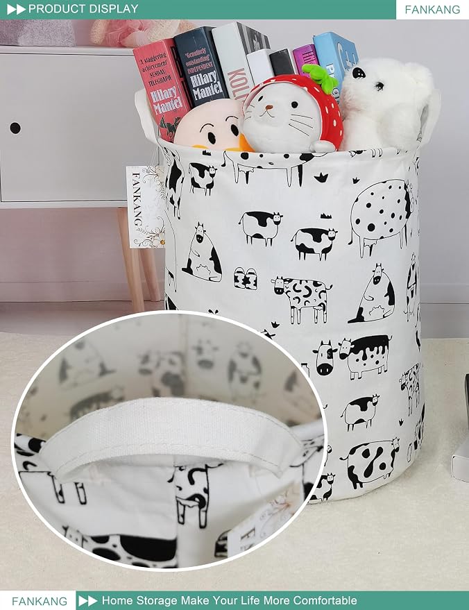 Storage Bin Foldable Nursery Organizer Basket Cow | Foldable with Waterproof PE Coating Organizer Bin for Kids Boys and Girls,Office,Bedroom,Clothes