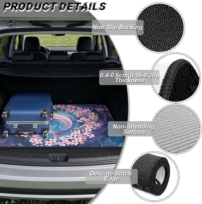 Floral Dolphin Trunk Mat Cargo Covers for Most Cars SUV, Non Slip, Dustproof Cargo Liner Replacement Vehicle Interior Accessories, Easy to Install and Clean, All Weather Used
