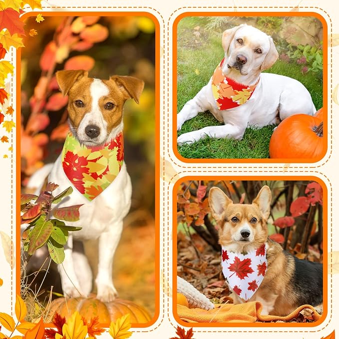 Abbylike 50 Pcs Fall Dog Bandanas Bulk, Autumn Maple Leaves Pattern
