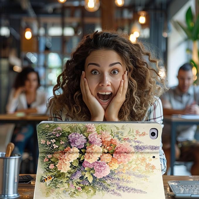 for Microsoft Surface Pro 7 Plus,Surface Pro 7/6/5/4 12.3" Tablet Case,Auto Wake/Sleep,Adjustable Stand Protective Cover - Watercolor Flower