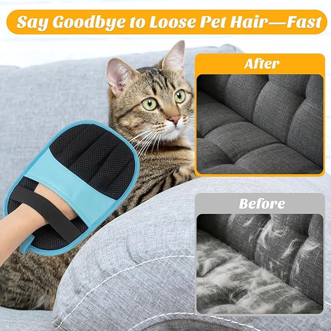 Coppthinktu Pet Hair Removal Glove for Dogs Cats, Pet Hair Remover Brush Electrostatic Five-Finger Dog Hair Remover Tool, Upgraded Reusable Magic Brush for Clothing, Laundry, Carpet, 1 PCS