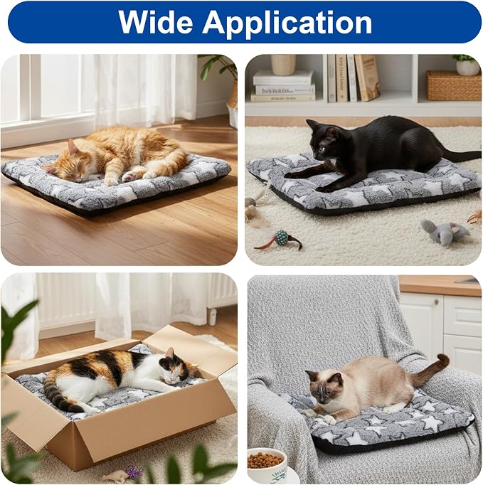 4 Pcs Reversible Dog Bed Mat, Soft Machine Washable Kennel Pad and Crate Mat for Small Medium Large Dogs, Pet Bedding for Home Travel and Crates (18 x 14 x 1.6 Inch,Gray)