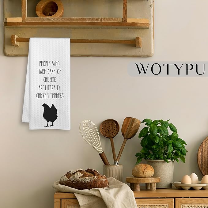 Funny Chicken Kitchen Towels, Chicken Lover Mom Lady Farmer Gifts Dish Tea Towels for Kitchen Decor, Farmhouse Rustic Rooster Hen Hand Towel for Bathroom Decor, 16x24 Inch