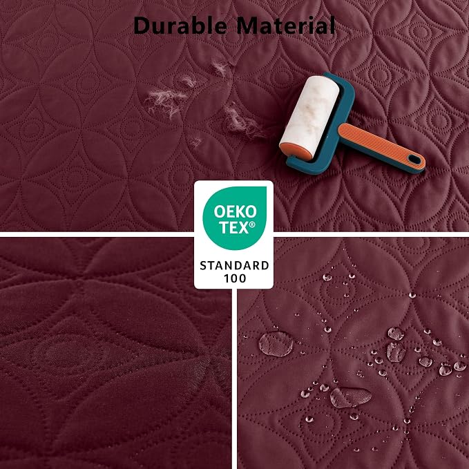 Waterproof Couch Cover for Dogs - Washable Pets Furniture Protector | TPU Leak-Proof Liner, Lightweight & Reversible, Fits Chair, Sofa, Bed, 52" x 82" , Burgundy/Pink