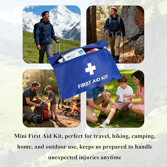 First Aid Bags Empty,Mini First Aid Pouch Empty,Mini First Aid Kit Bulk,Zipper Pouches for Emergency,Travel and Outdoor (Blue 12 Pack, 5.5 * 7.8 inch)