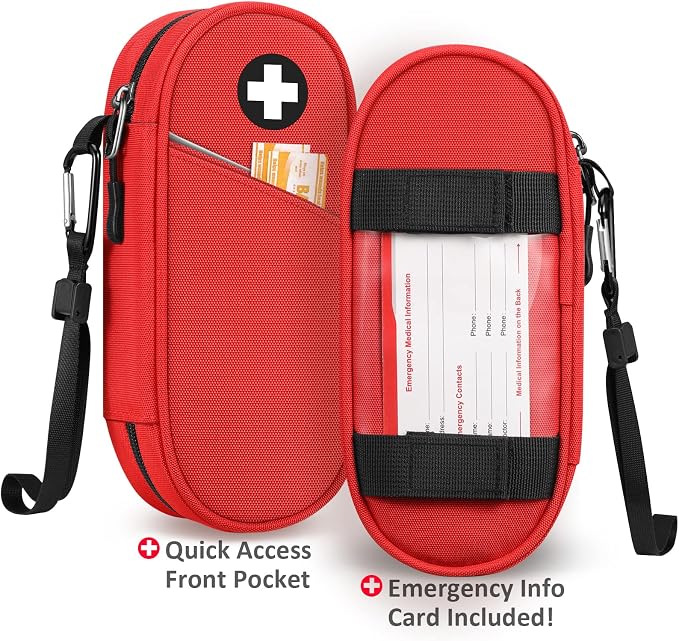 SITHON EpiPen Medical Carrying Case Insulated Medication Organizer Bag | Emergency Medical Travel Pouch Holds 2 EpiPens, Asthma Inhaler, Anti-Histamine, Auvi-Q, Allergy Medicine Essentials