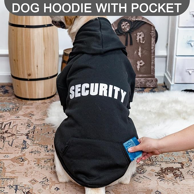 Security Dog Hoodies,Soft & Warm Dog Sweatshirt,XX-Large | Halloween Dogs Costume Winter Autumn Fleece Pet Clothes Hooded with Pocket for Puppy,Cat, Small Medium Large Dogs