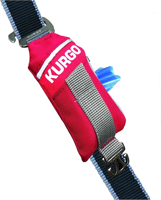 Kurgo Duty Bag Dog Poop Bag Dispenser | Compact Hands-Free Waste Holder With Carry Hook, Fits Rope or Flat Leashes, Machine-Washable Pouch, Includes 15 Bags