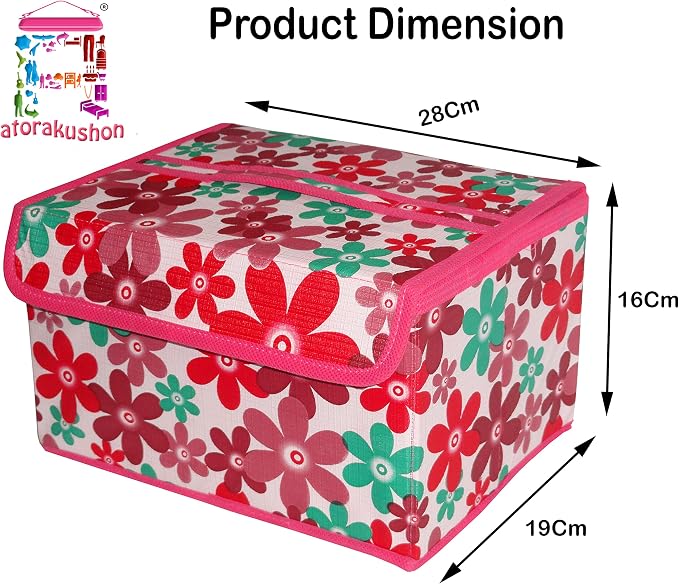 atorakushon Fabric Foldable Storage Travel Closet Cabinet Organizer Storage Boxes for Storing Socks Bra Handkerchiefs for Universal Fit Pack of 1 Pink