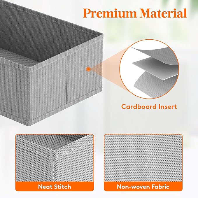 Lifewit Drawer Organizer Clothes for Closet, Light Gray, 16 Pack | 3 Sizes Underwear Wardrobe Drawer Dividers, Fabric Foldable Dresser Storage Organizer Bins for Sock, Bra, Lingerie, Undies