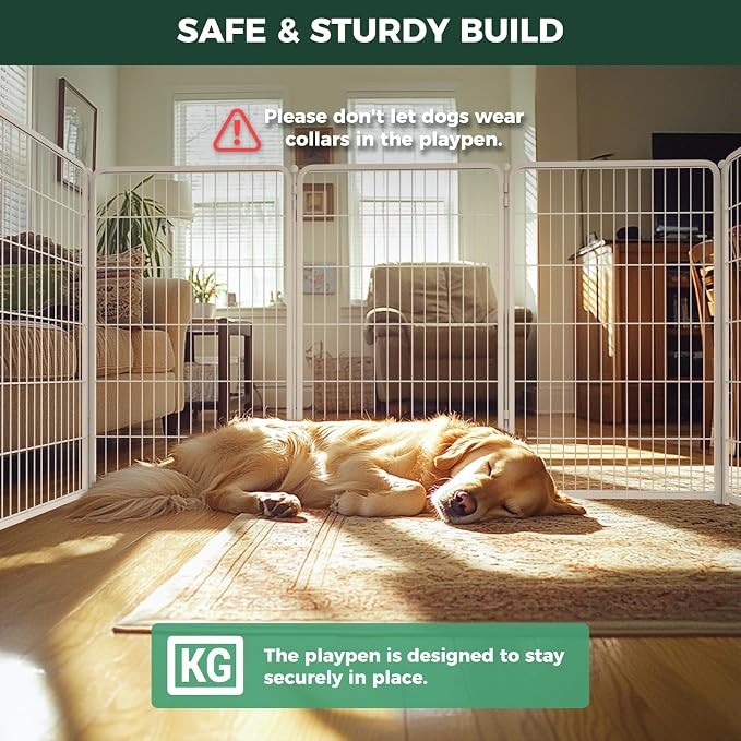 FXW Homeplus Indoor Dog Playpen, 45" H, 6 Panels, for Large Dogs | Stress-free play, Heavy-duty, Semi-open design, Easy setup, Threshold-free gate, Expandable, Patented
