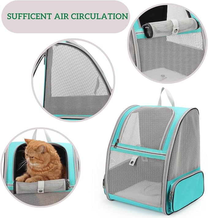 Cat Backpack Carrier, Ideal for Small Animals & Puppies, Airline Approved,Safe for Travel, Hiking, Vet Transport & Outdoor Use Fully Ventilated Design for Ultimate Comfort On-the-Go
