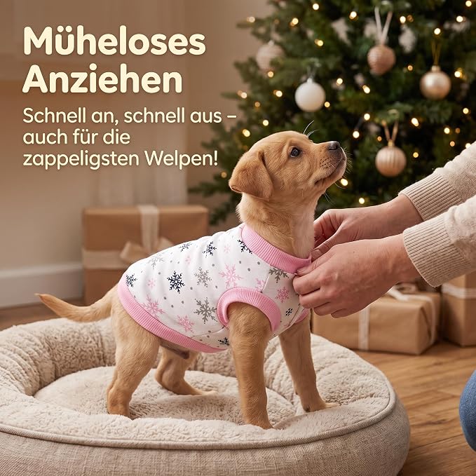 Dog Shirt, Red Snowflake Dog Clothes for Small to Medium Dogs, Unisex Dog Apparel for Holiday Celebrations, L