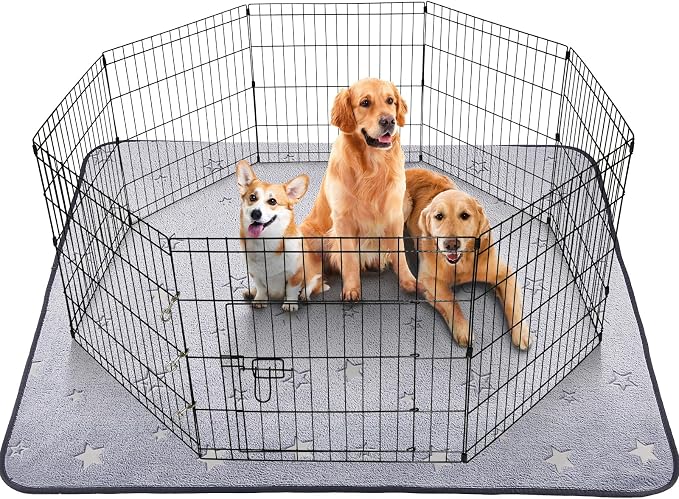 LOOBANI 72 x 72 Washable Pee Pads for Dogs 1 Pack for Playpen, Crate & Car | Super Absorbent, Non-Slip Backing, Soft Plush, Quick-Dry, Machine Washable, Reusable, Perfect for Crate & Car, Grey